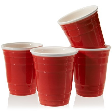 Red Cup Porcelæn Shotsglas - 4 stk (6 cl) - Temashop