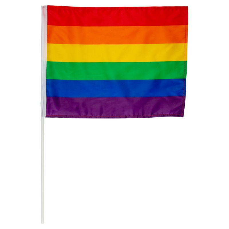 Regnbue Flag På Pind - 1 stk (30 x 40 cm) | Pride Flag - Temashop