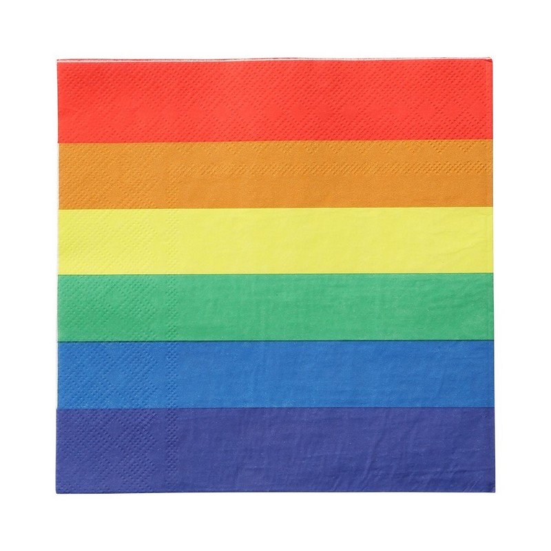 Regnbue Servietter - 16 stk (33 x 33 cm) | Regnbue Servietter - Temashop