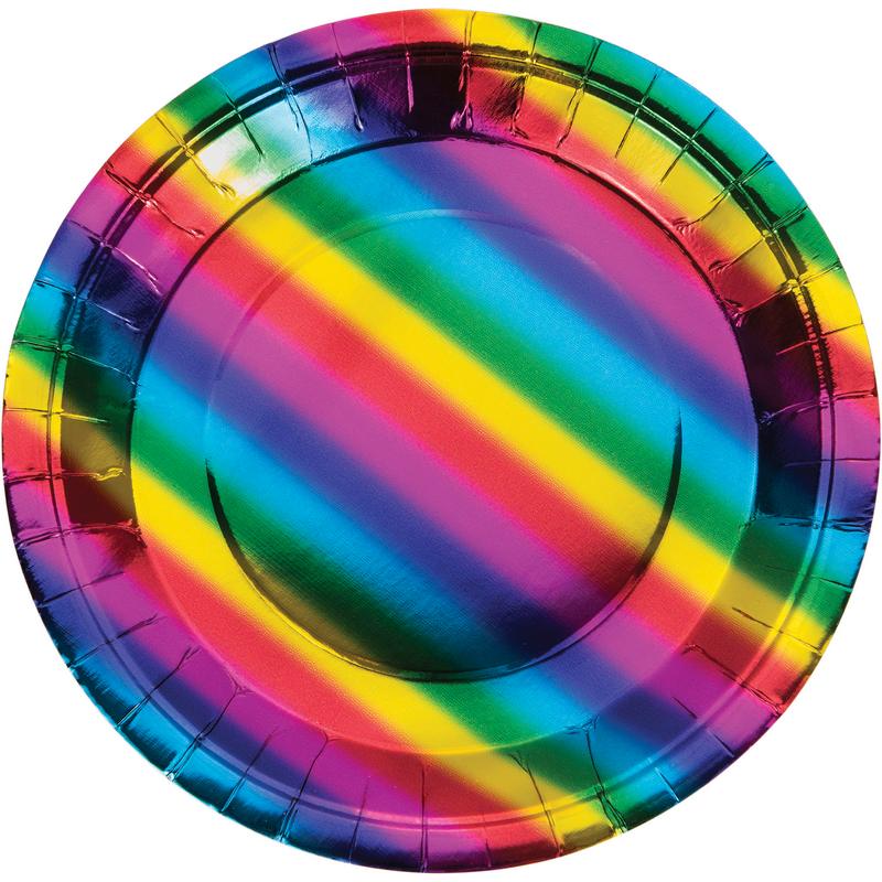 Regnbue Tallerkener - 8 stk (23 cm) | Regnbue Tallerkner - Temashop