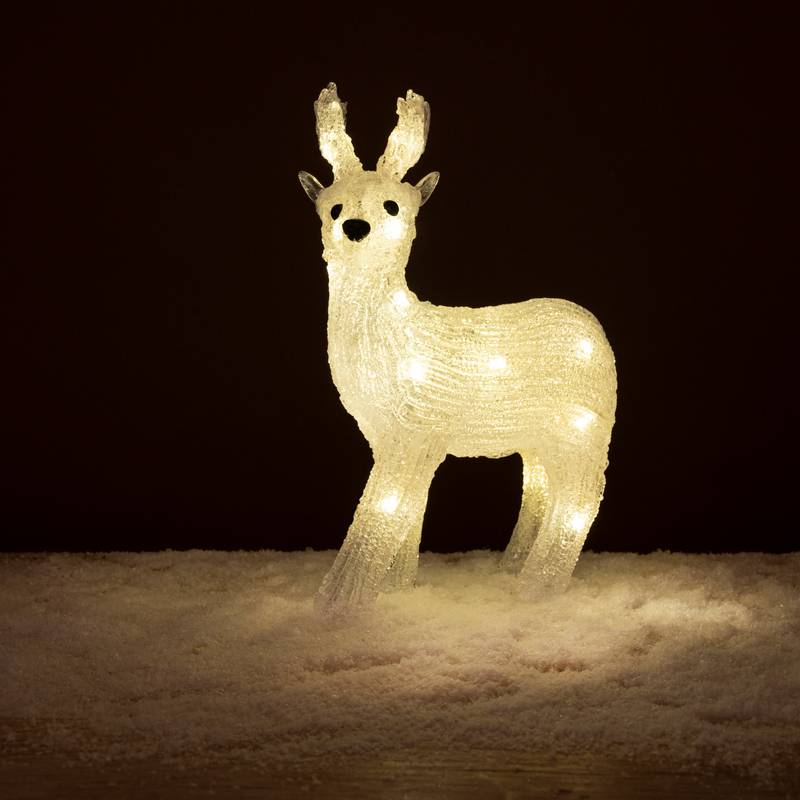 Rensdyr Med Gevir LED - 1 stk (32 x 23 cm) | Rensdyr Lyseffekter - Temashop