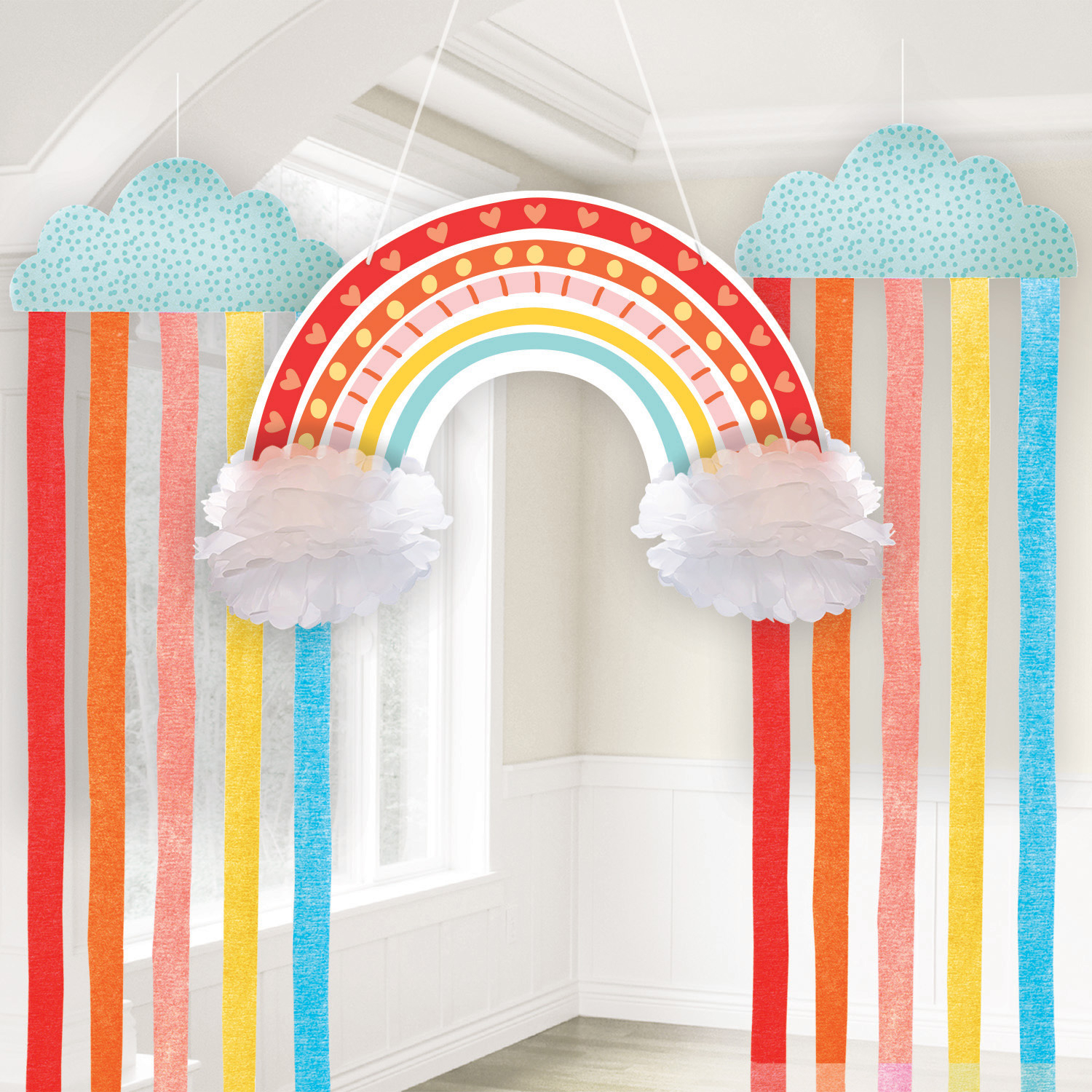 Retro Regnbue Loftspynt - 3 dele (41,2 x 170 x 64 cm) | Regnbue Spiraler/string - Temashop