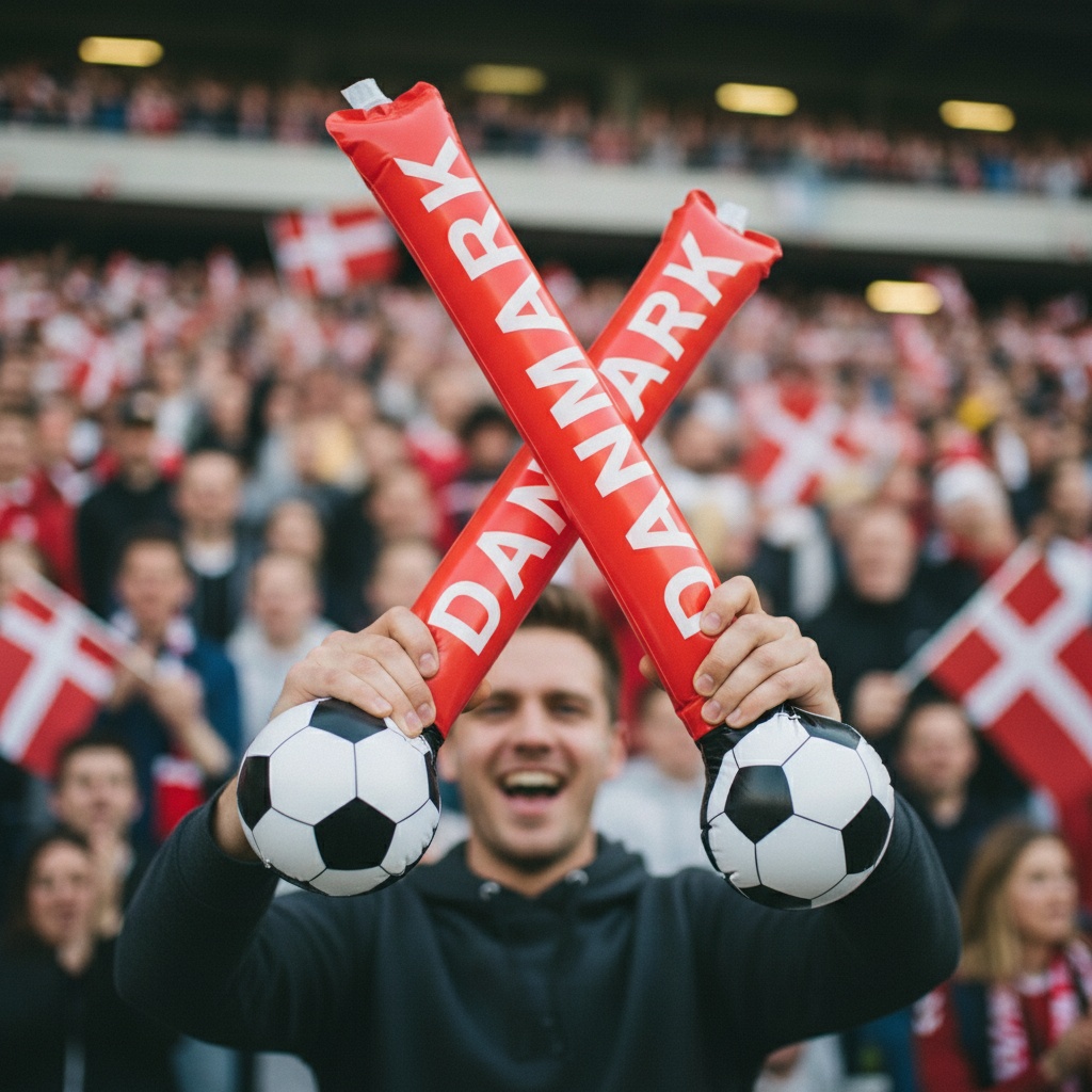 Danmark Fodbold Klappere | Danmark Musikinstrument - Kropstilbehør - Temashop