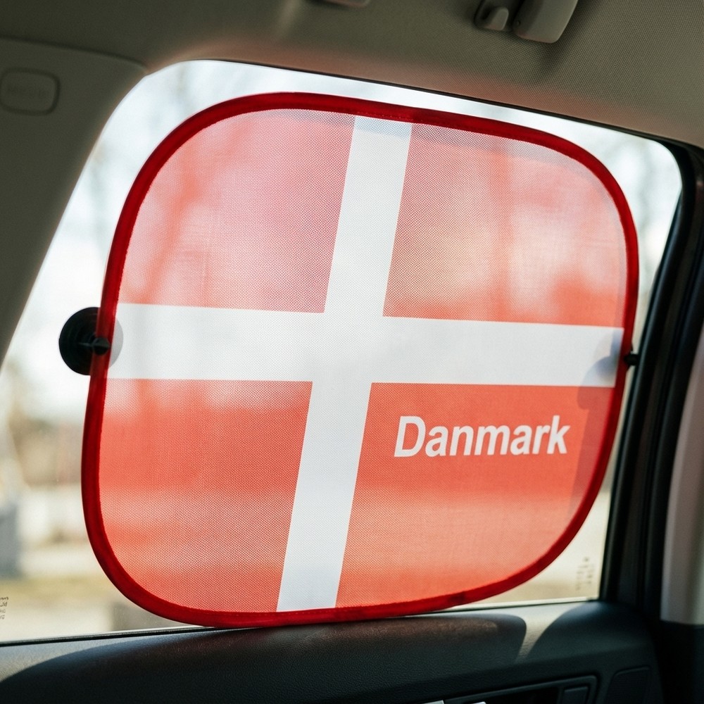 Danmark Bil Solbeskytter - 1 stk | Danmark Bildekoration - Temashop