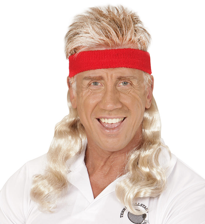 Rødt Svedbånd Med Blonde Krøller | 80'erne Totally Hårbøjle / Pandebånd / Hårbånd - Hovedtilbehør - Temashop