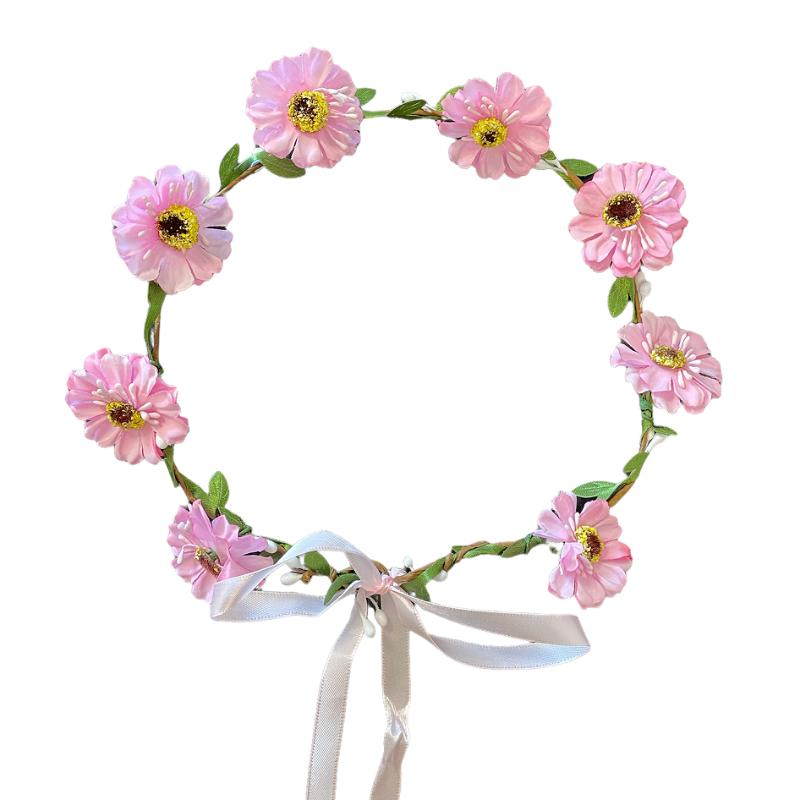 Rosa Blomsterkrans Hårbånd | Blomst Hårbøjle / Pandebånd / Hårbånd - Hovedtilbehør - Temashop
