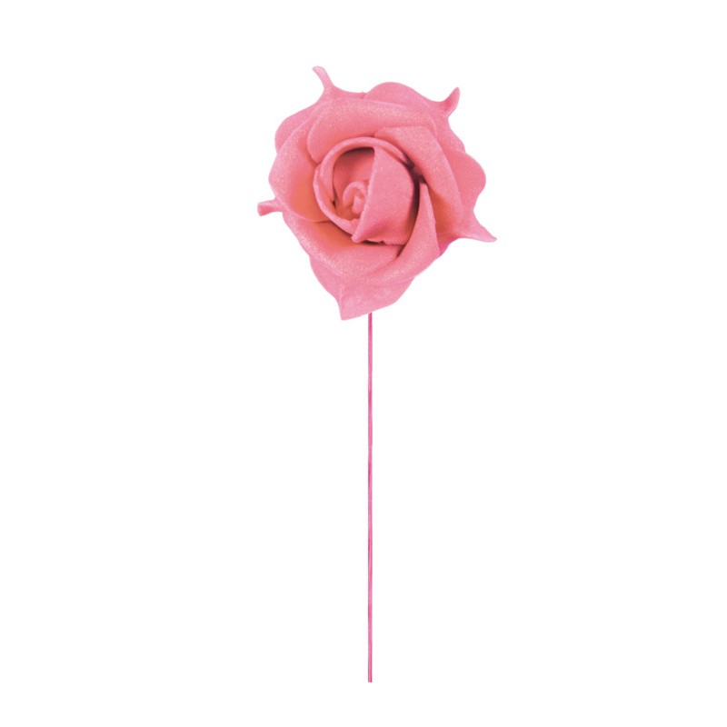 Roser På Stilk Lyserød - 6 stk (5 cm) | Blomst Kunstige blomster - Temashop