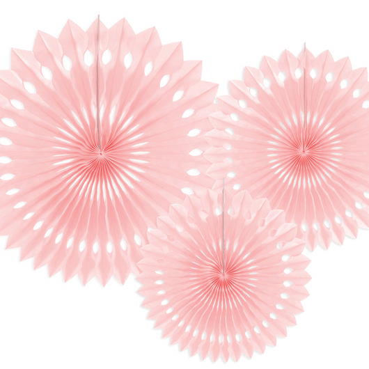 Rosetter Lyserød - 3 stk (20 - 30 cm) | Pink tema Vifter / Rosetter - Temashop