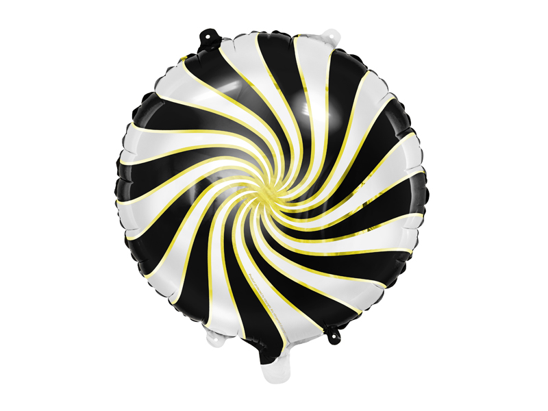Rund Bolsje Folieballon Sort/Hvid - 1 stk (35 cm) - Temashop
