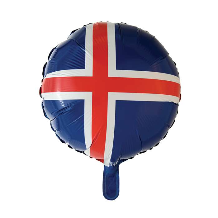 Rund Island Flag Folieballon - 1 stk (46 cm) | Island Folieballoner - Temashop