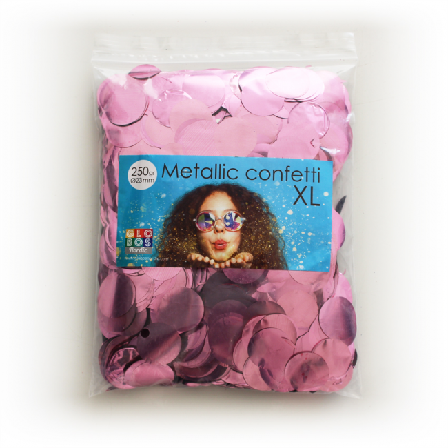 Rund Konfetti Metallisk Lyserød - 1 pose (250 g) | Pink tema Konfetti - Temashop