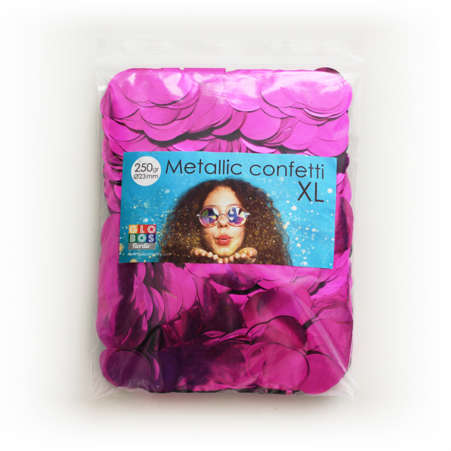 Rund Konfetti Metallisk Pink - 1 pose (250 g) | Pink tema Konfetti - Temashop