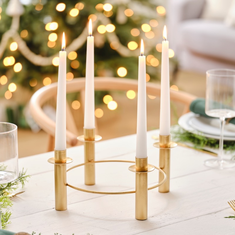 Rund Metal Lysestage Guld - 1 stk (27,6 cm) - Temashop