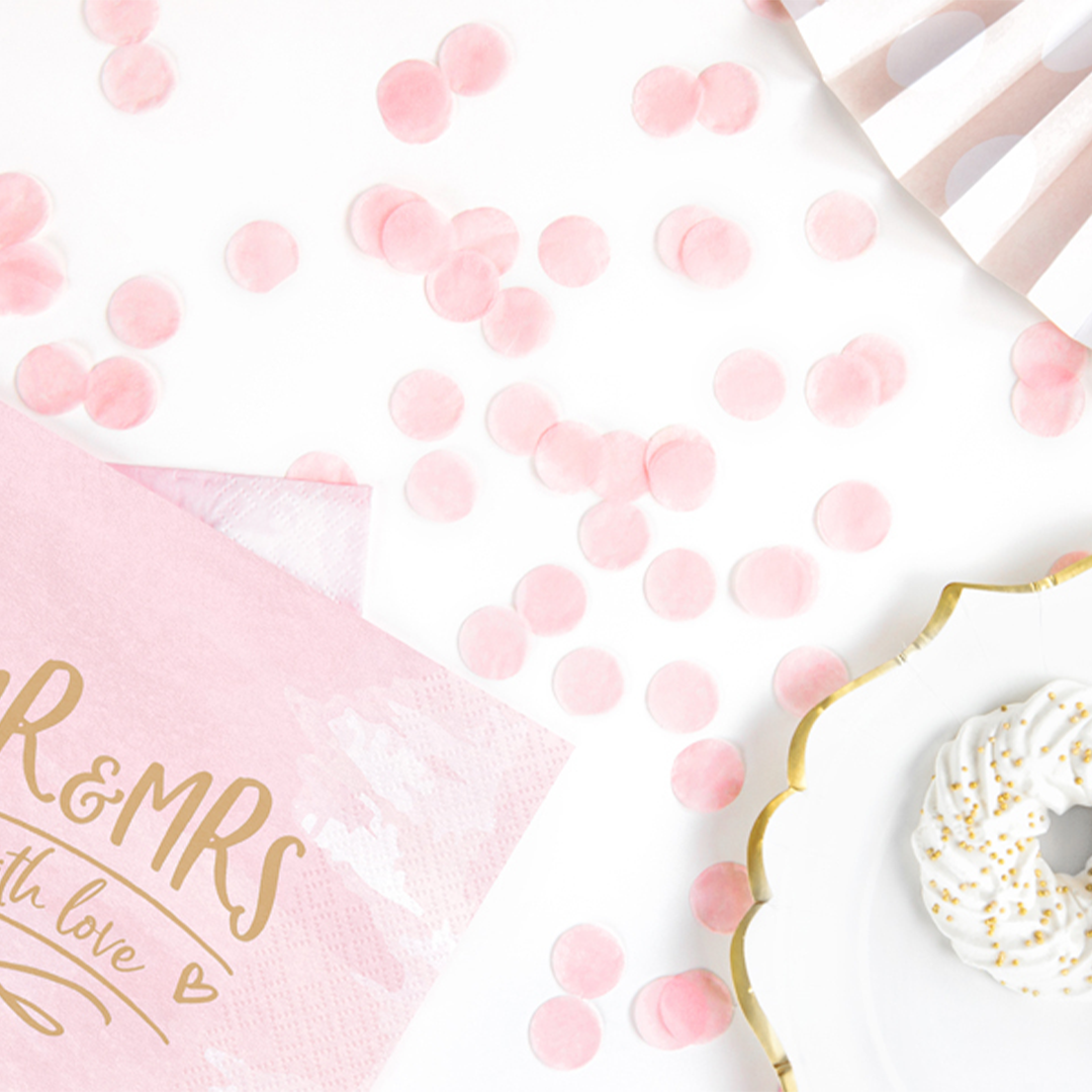 Rund Papirs Konfetti Lyserød - 1 pose (15 g) | Pink tema Konfetti - Temashop