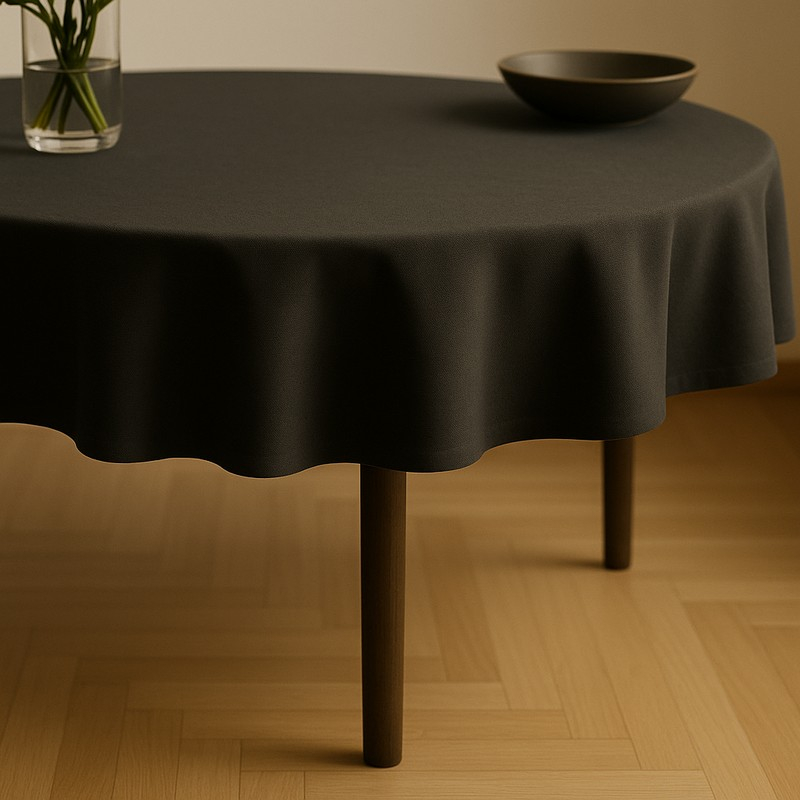Rund Stofdug Sort - 1 stk (230 cm) - Temashop