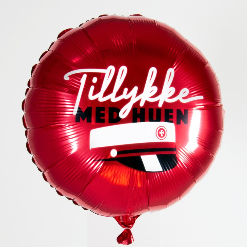 Rund Tillykke Med Huen Folieballon Rød - 1 stk (45 cm) | Studerende Folieballoner - Temashop