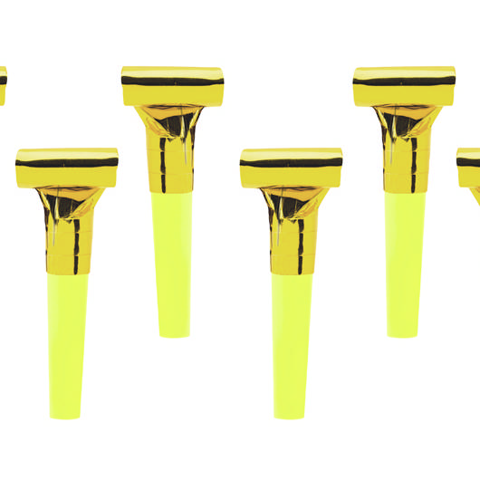 Ryslere Guld - 6 stk (1 x 8 cm) | Nytår Ryslere / truthorn - Temashop