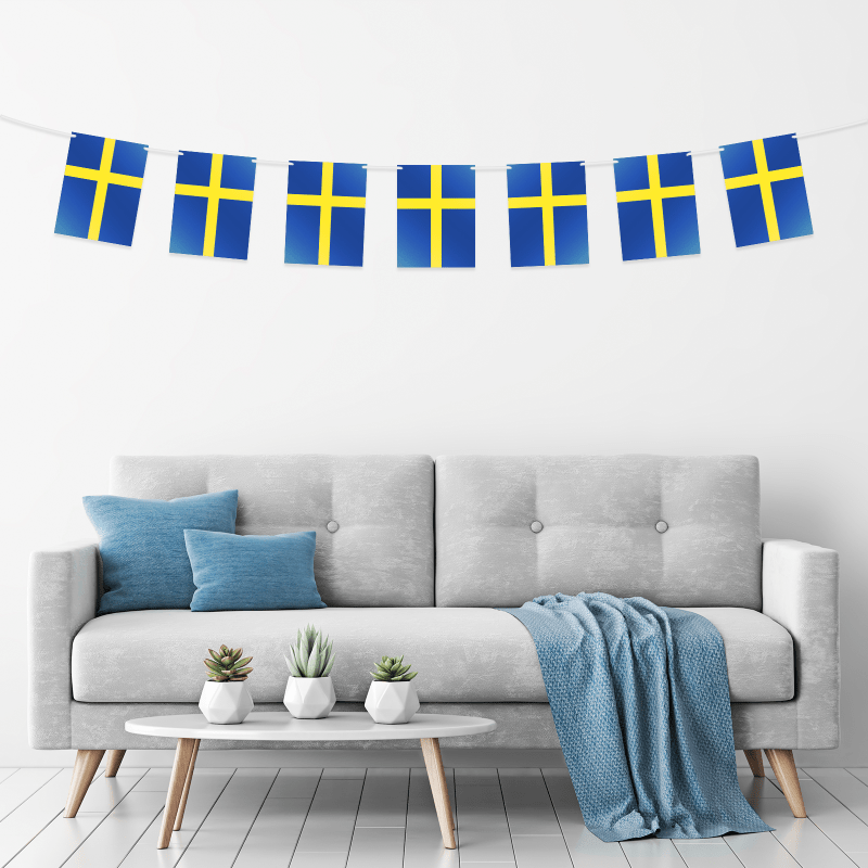 Svensk Flagguirlande - 1 stk (3 m) | Sverige Guirlander - Temashop