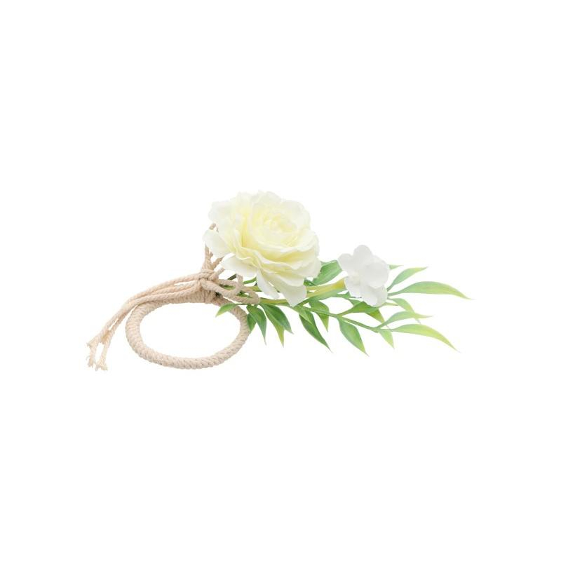 Servietring Hvid Rose - 1 stk (5 cm) | Natur tema Servietringe - Temashop