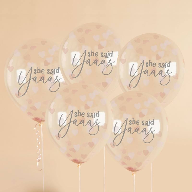 She Said Yaaas Konfetti Balloner - 5 stk (30 cm) | Bachelorette Konfettiballoner - Temashop