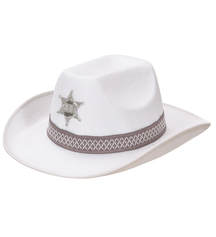 Sherif Hat Hvid | Det vilde vesten Hat / Hue / Hjelm - Hovedtilbehør - Temashop