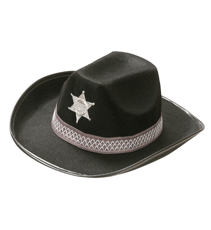 Sherif Hat Sort | Det vilde vesten Hat / Hue / Hjelm - Hovedtilbehør - Temashop