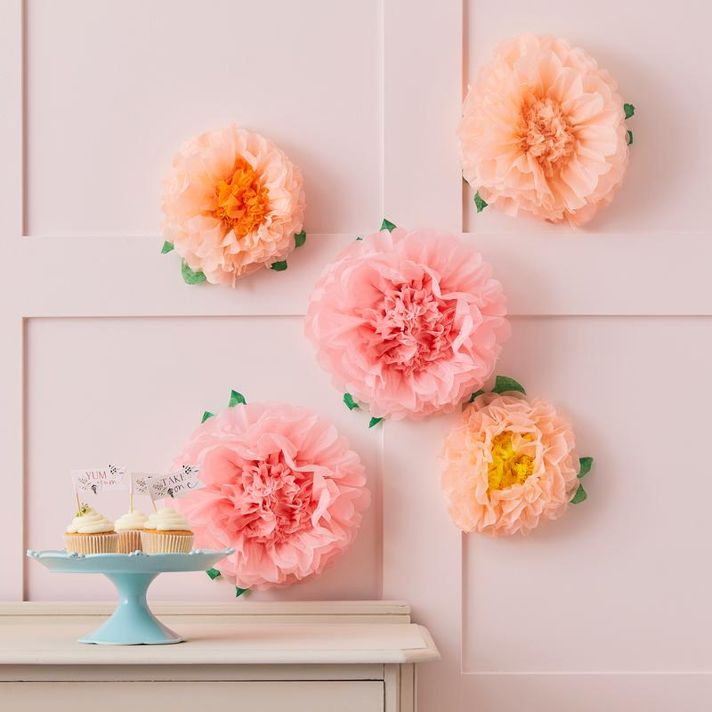 Silkepapirsblomster Lyserød/Fersken