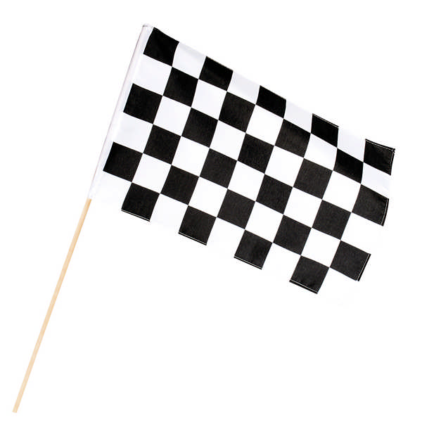 Skakternet Flag På Pind - 1 stk (30 x 45 cm) | Racerløb tema Flag - Temashop