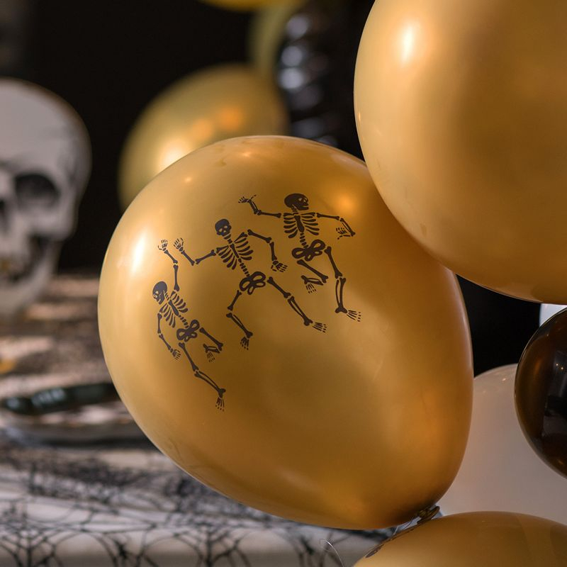 Skelet Latexballoner Guld - 6 stk (30 cm) | Skelet Latexballoner - Temashop