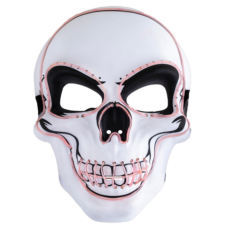Skelet Maske LED Lyserød | Skelet Maske - Hovedtilbehør - Temashop