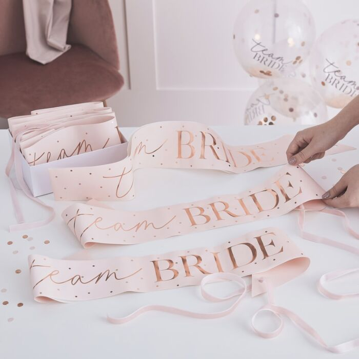 Skråbånd Team Bride Rosa/Rosa Guld | Bachelorette Skråbånd - Temashop