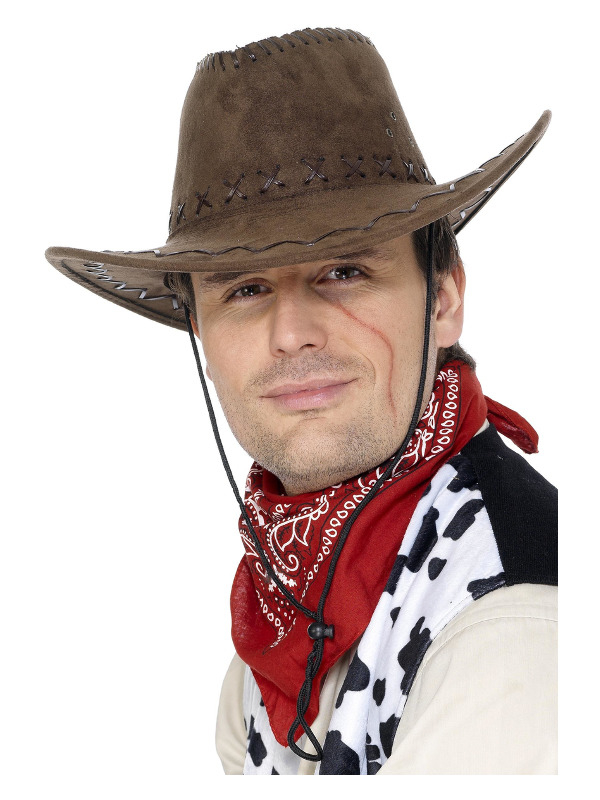Slidt Cowboyhat Brun | Det vilde vesten Hat / Hue / Hjelm - Hovedtilbehør - Temashop