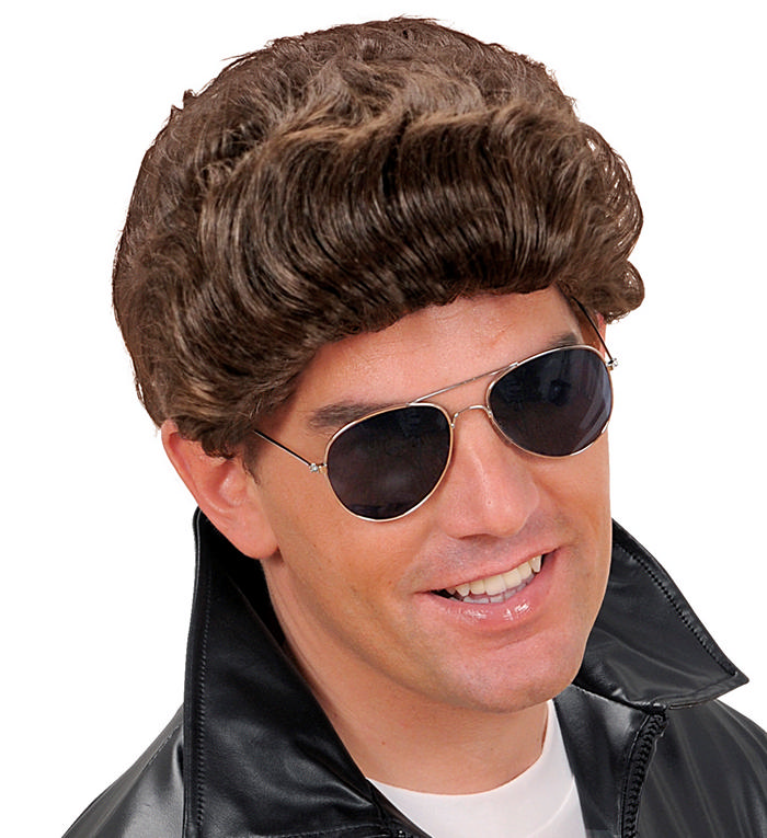 Slikhår Paryk Grease Brun | 80'erne Totally Paryk - Hovedtilbehør - Temashop