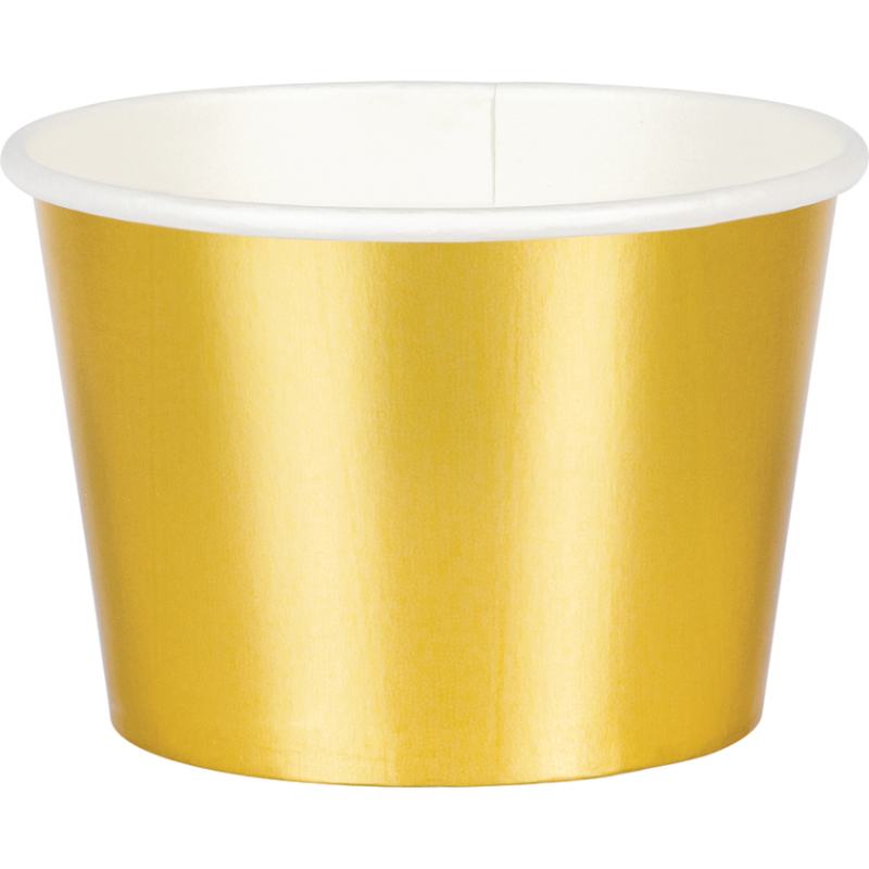 Snackbægre Guld - 8 stk (6,3 x 9,5 cm) | Guld tema Bægre - Temashop