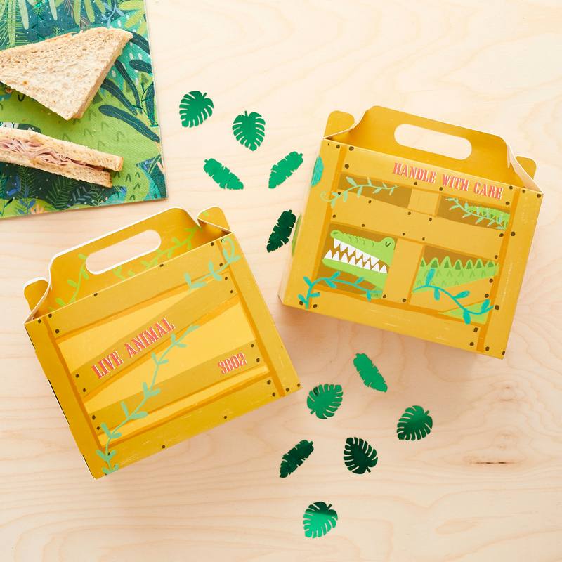 Snappy Jungle Party Snackbokse - 5 stk (19 x 24 cm) | Krokodille Æsker - Temashop