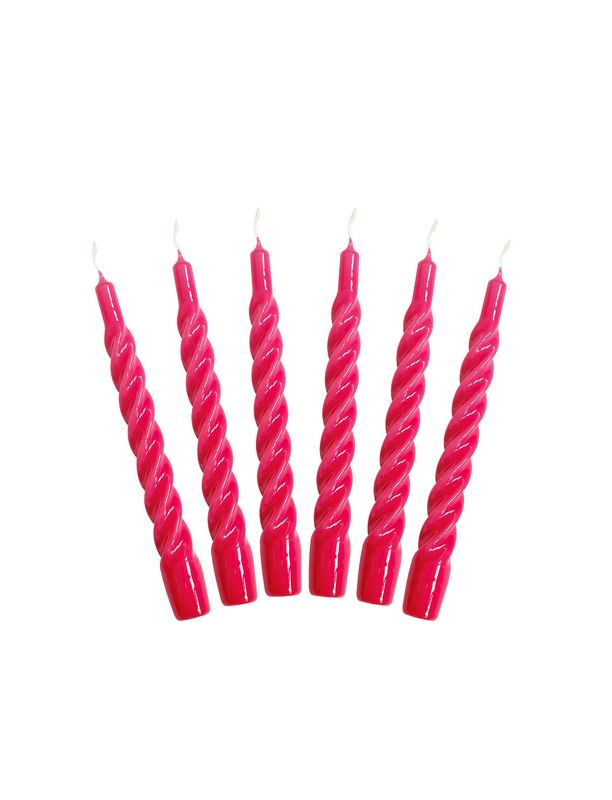 Snoede Lys Raspberry - 6 stk (2,2 x 21 cm) | Rødt tema Lys / lysestager - Temashop