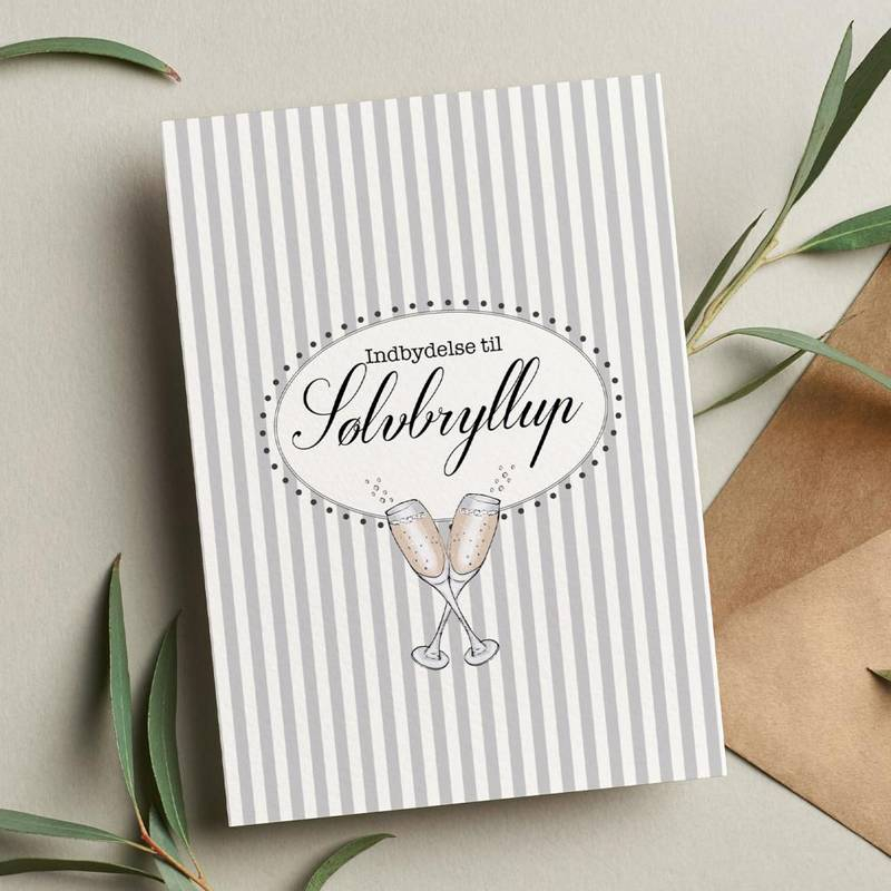 Sølvbryllup Invitationer - 6 stk (11,5 x 16 cm) | Sølvbryllup Invitationer - Temashop