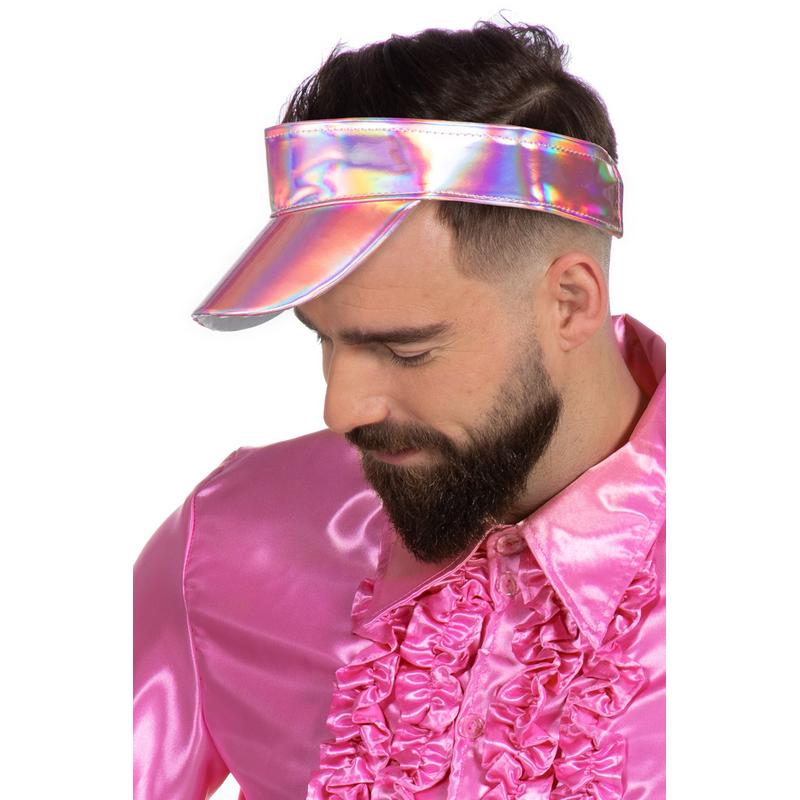 Solskærm Holografisk Pink | 80'erne Totally Hat / Hue / Hjelm - Hovedtilbehør - Temashop