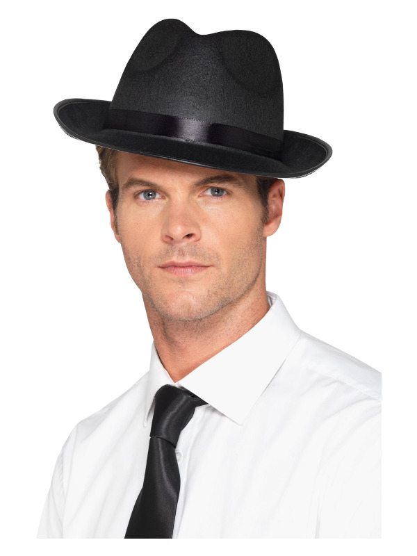 Sort Fedora Hat | 50'erne Rock n' Roll Hat / Hue / Hjelm - Hovedtilbehør - Temashop