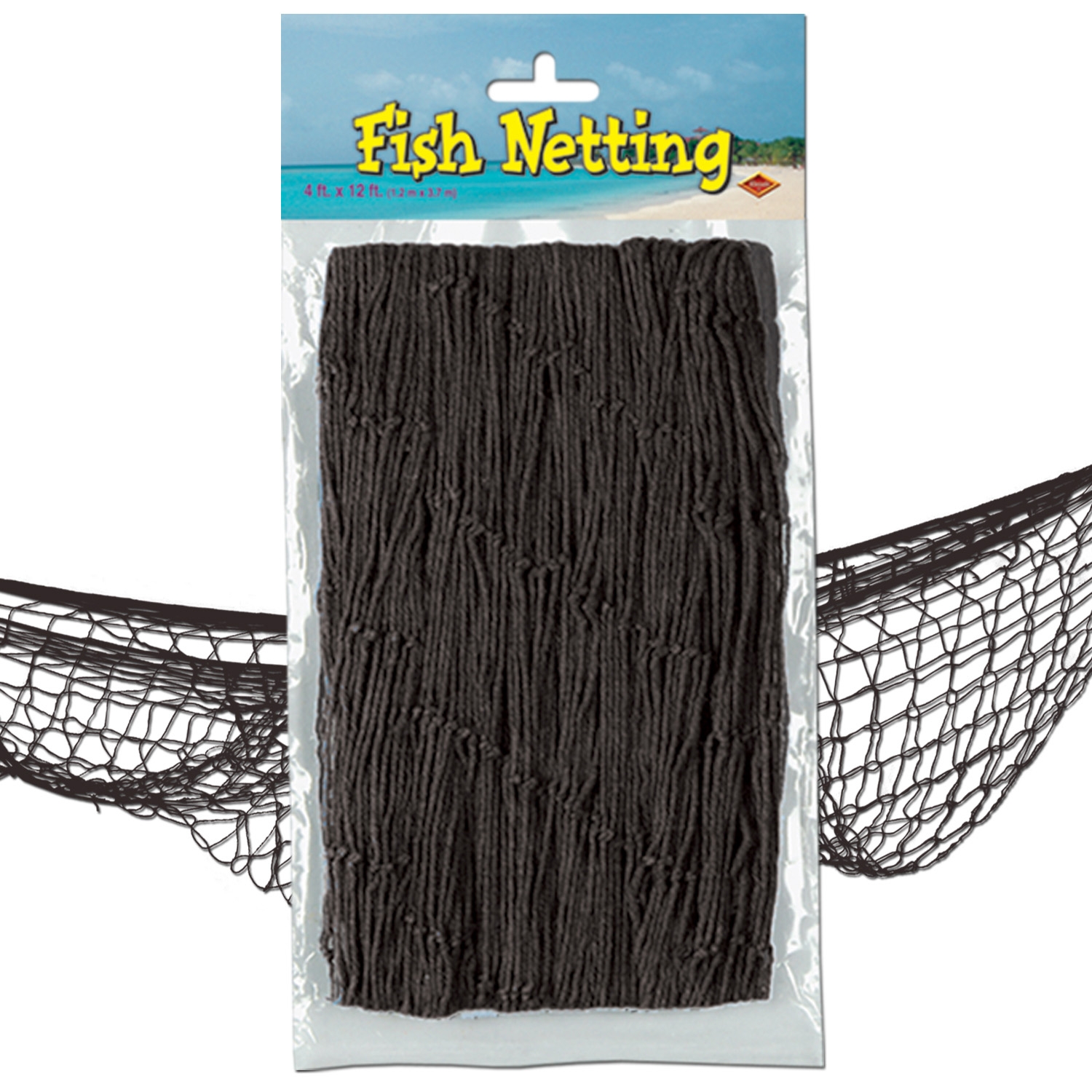 Sort Fiskenet - 1 stk (122 x 366 cm) | Fisk Vægbaggrunde - Temashop