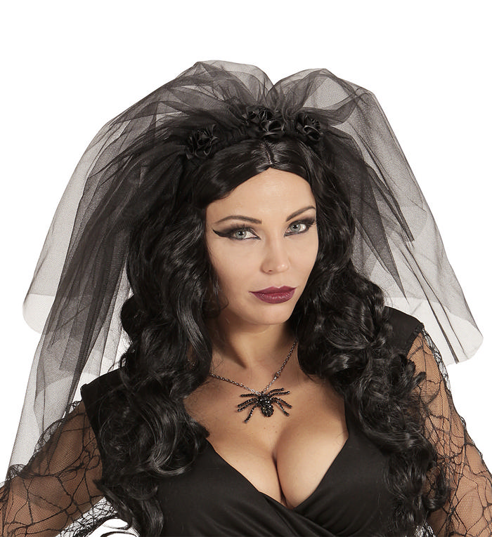 Sort Slør | Halloween Hårbøjle / Pandebånd / Hårbånd - Hovedtilbehør - Temashop