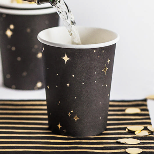 Sorte Stjerne Kopper - 6 stk (260 ml) - Temashop