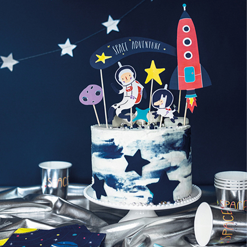 Space Adventure Kagetoppere - 7 stk (24,5 cm) | Rummet Kagefigur / kagetopper - Temashop