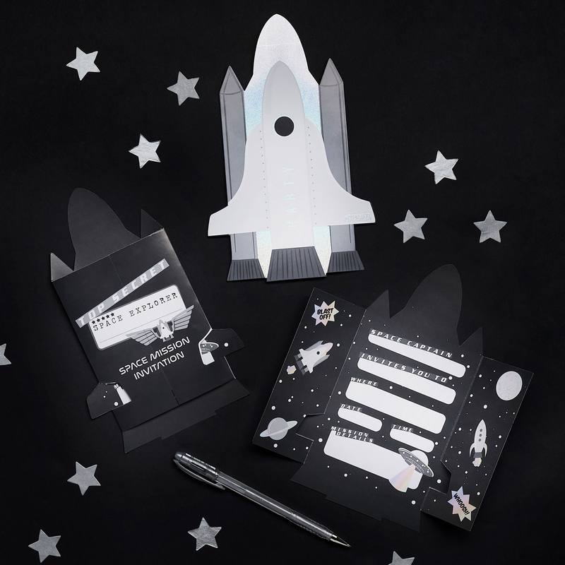 Space Party Invitationer - 10 stk | Rummet Invitationer - Temashop
