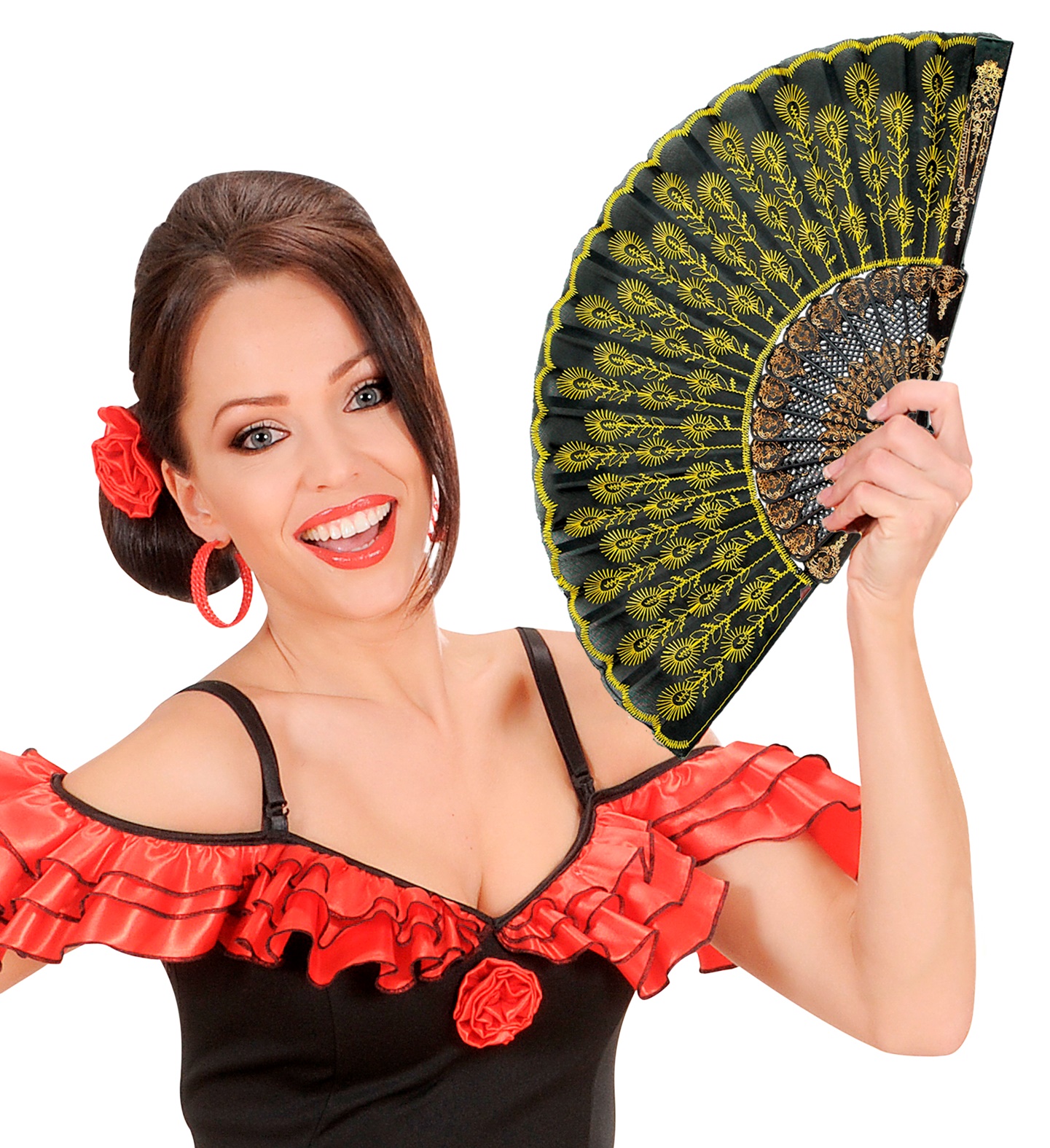 Spansk Vifte Guld | Flamenco Vifte - Kropstilbehør - Temashop