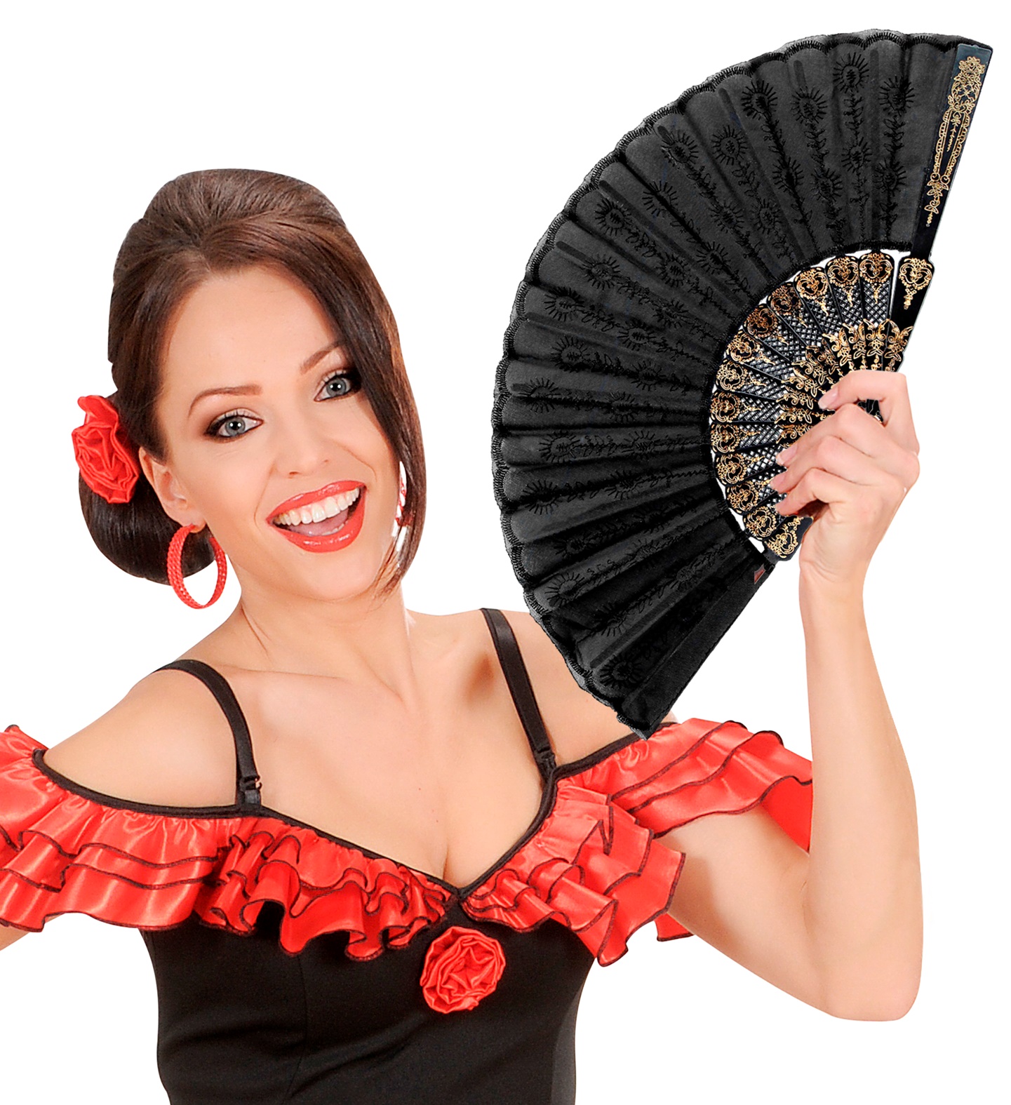 Spansk Vifte Sort | Flamenco Vifte - Kropstilbehør - Temashop