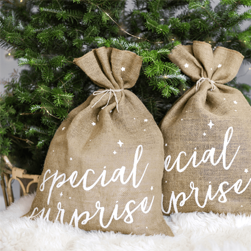 Special Surprise Julesæk Hvid - 1 stk (40 x 55 cm) | Julepynt Poser / Goodiebags - Temashop