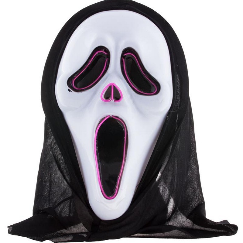 Spøgelse Maske LED | Scream Maske - Hovedtilbehør - Temashop