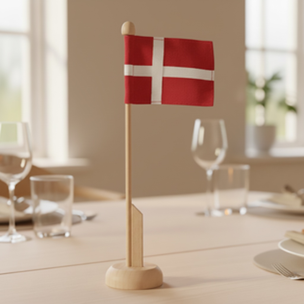 Dannebrog Bordflag Stof/Træ