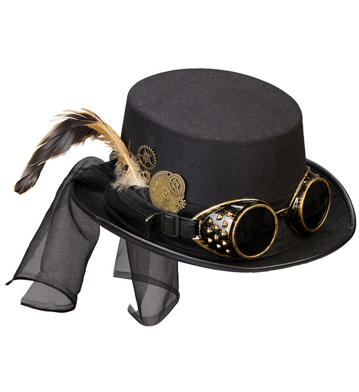 Steampunk hat m. Briller | Steampunk Briller - Hovedtilbehør - Temashop